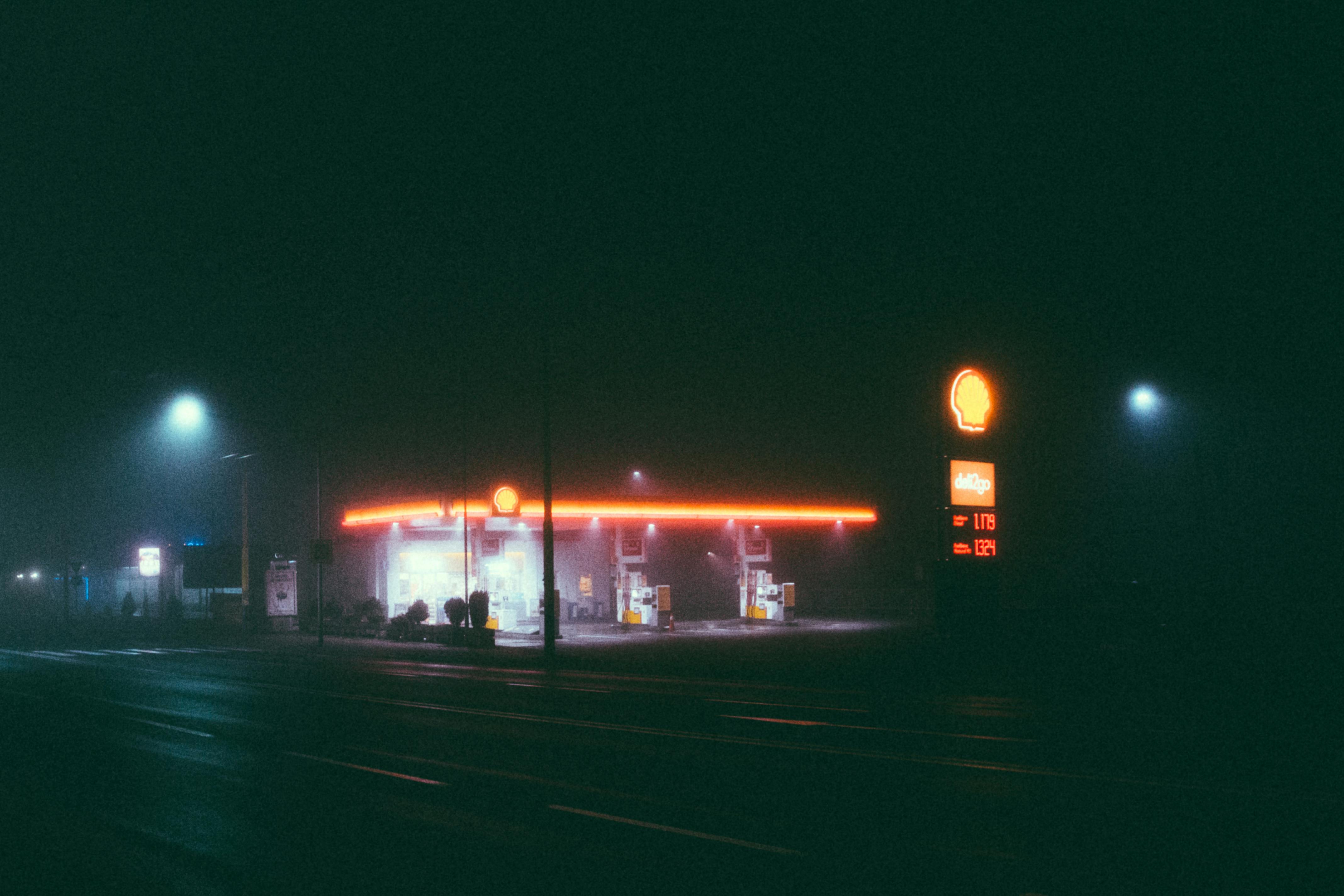 Gas station at night